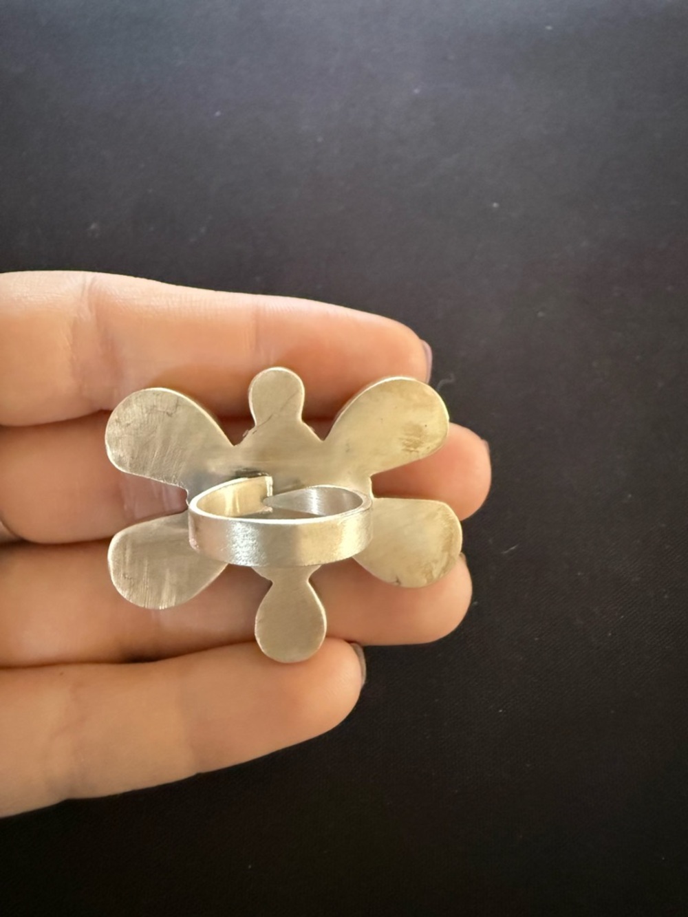 Large spiny oyster & turquoise butterfly ring. Solid silver. Adjustable size - Picture 2 of 4